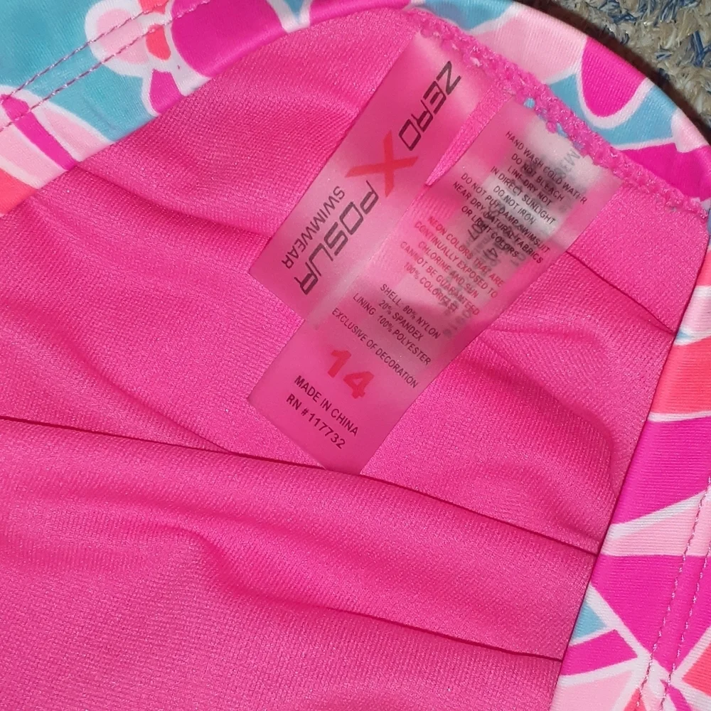 ZeroXposur Pink Floral Tankini Swimsuit SIZE 14 Tropical Two Piece Swim Set